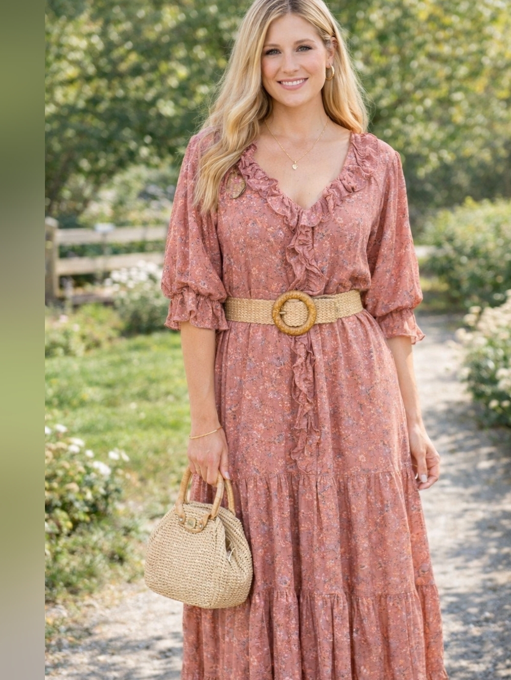 new 🆕 Floral Pink Ruffle Dress